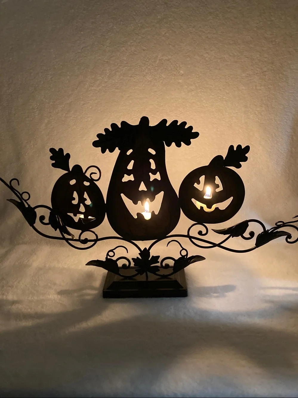 Decorative Rustic Halloween Metal Jack-O-Lantern Tea Light Holder 22”